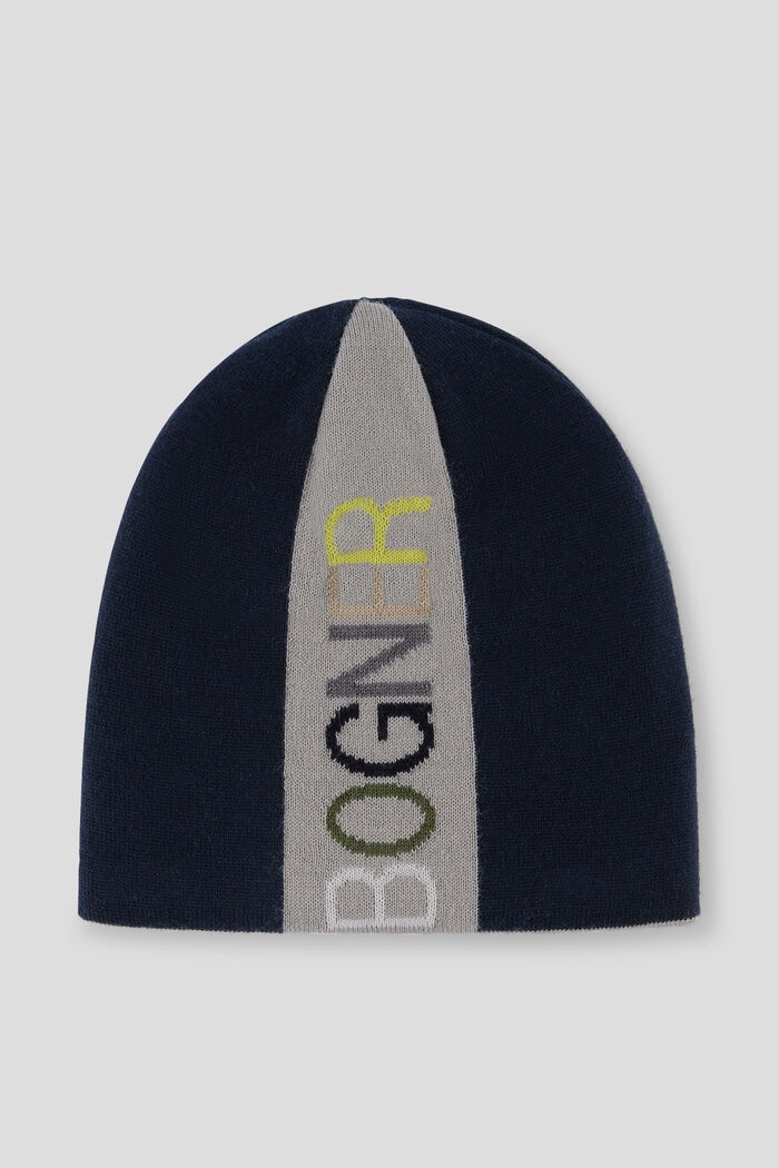 Onno Kids reversible knitted hat in Navy blue/Gray - 1