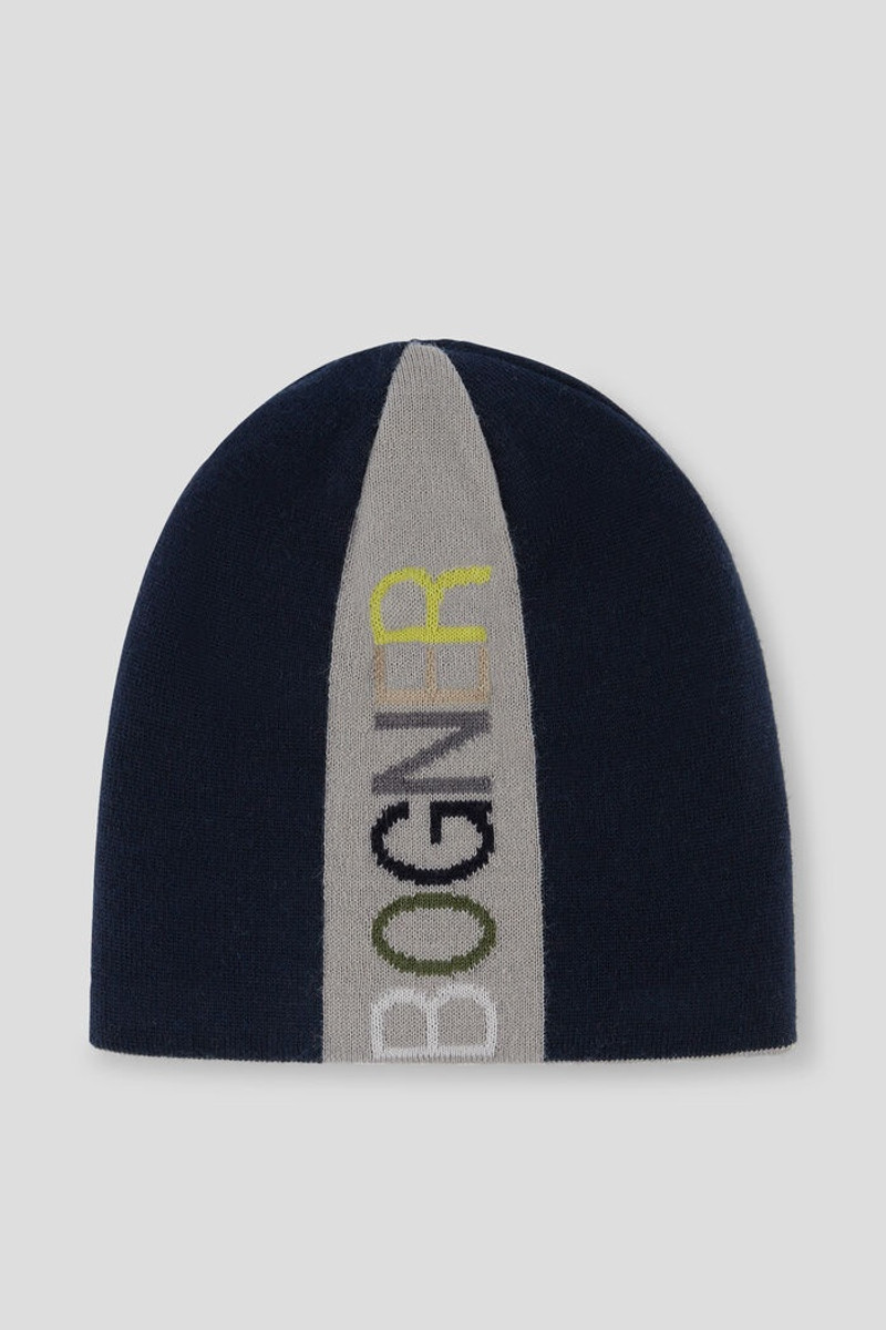 Onno Kids reversible knitted hat in Navy blue/Gray 1