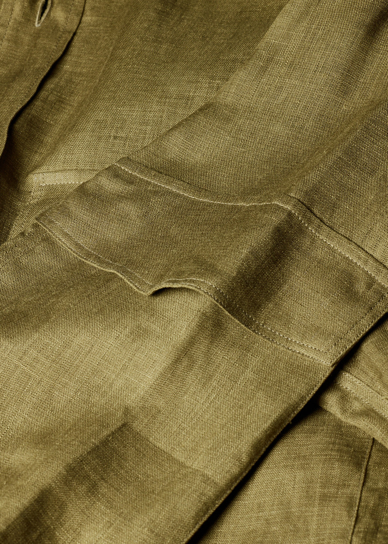 Khaki Linen Patch-Pocket Shirt 6