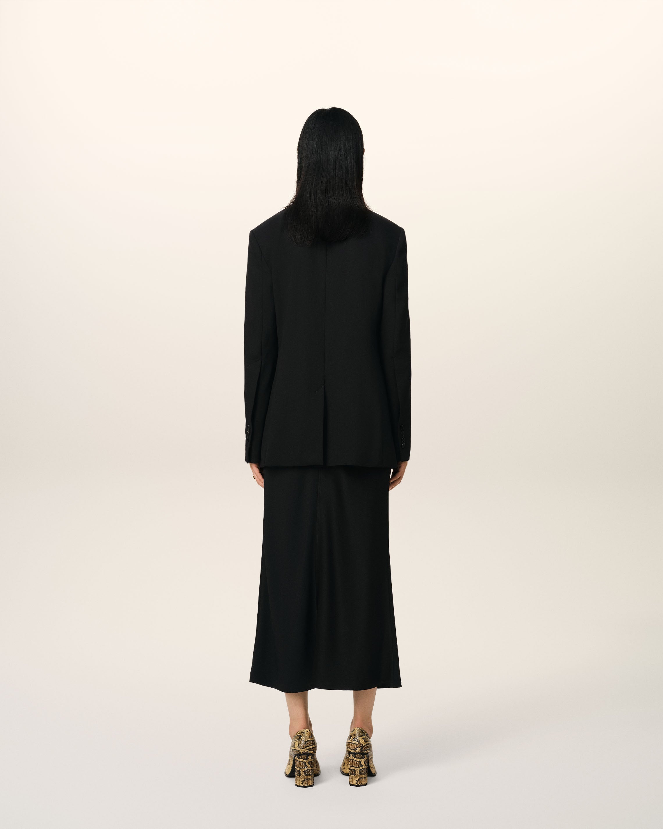 BLACK WOOL SEMI-LINED JACKET - 5