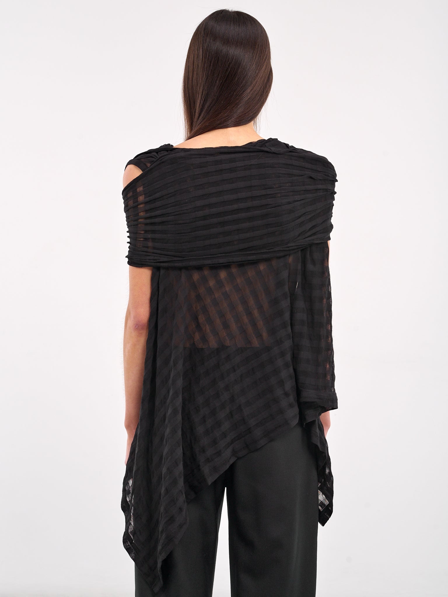 Sheer Plaid Jacquard Layered Cardigan - 3