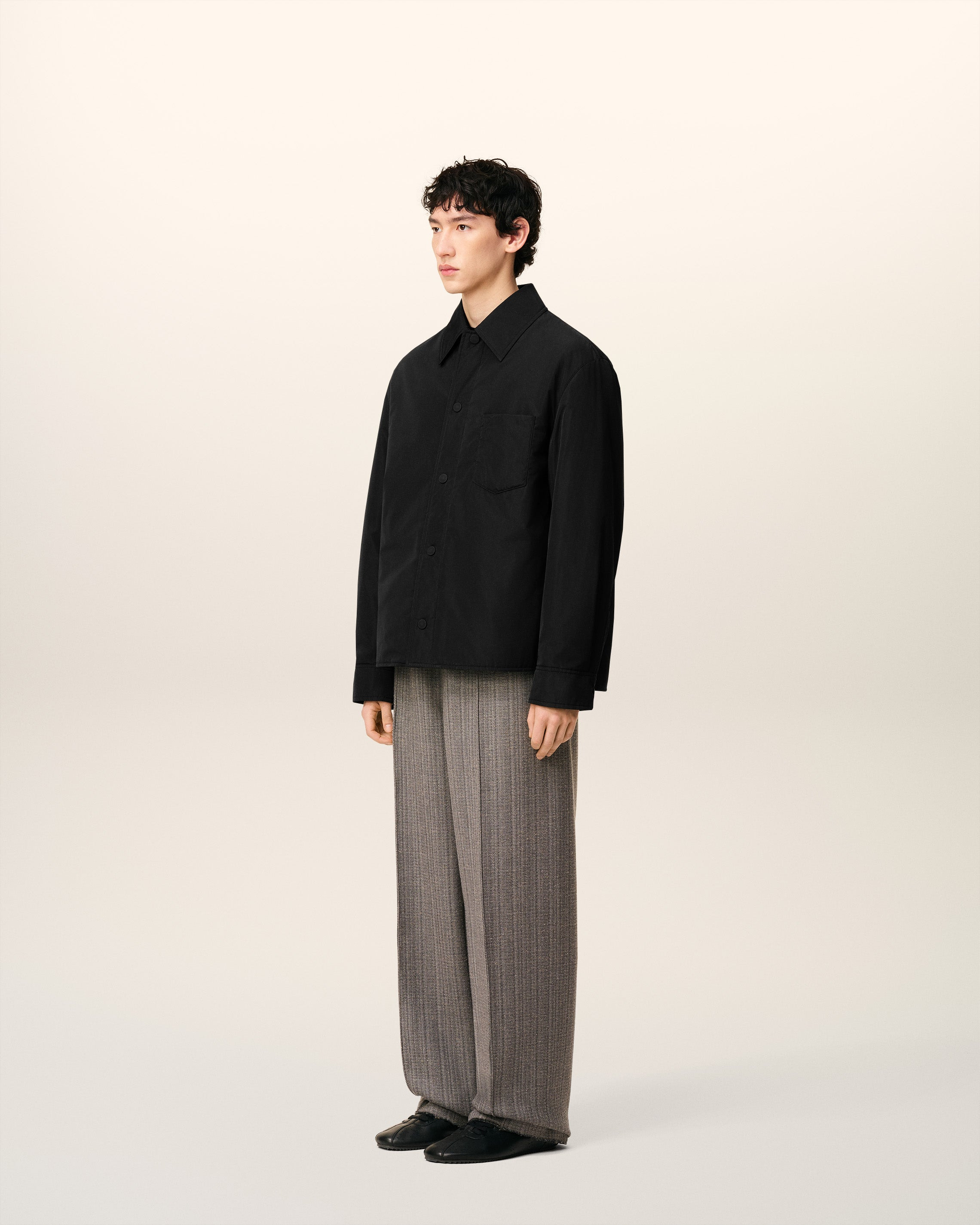 BLACK TAFFETAS PADDED AMI DE COEUR OVERSHIRT - 6