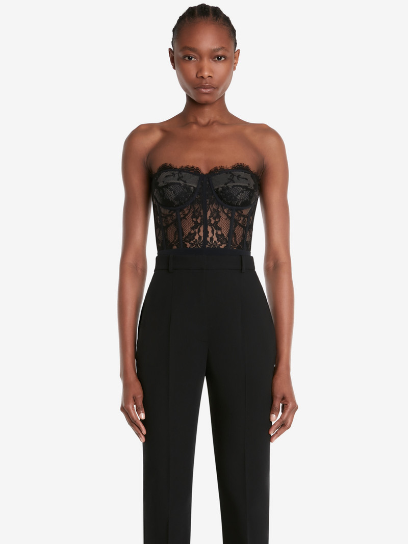 Alexander McQueen Lace Corset in Black outlook