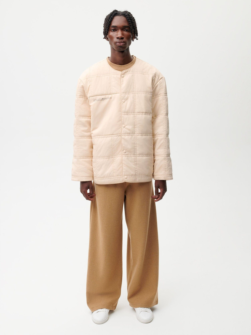 PANGAIA Mens Flower-Warmth Quilted Collarless Jacket - Sand outlook