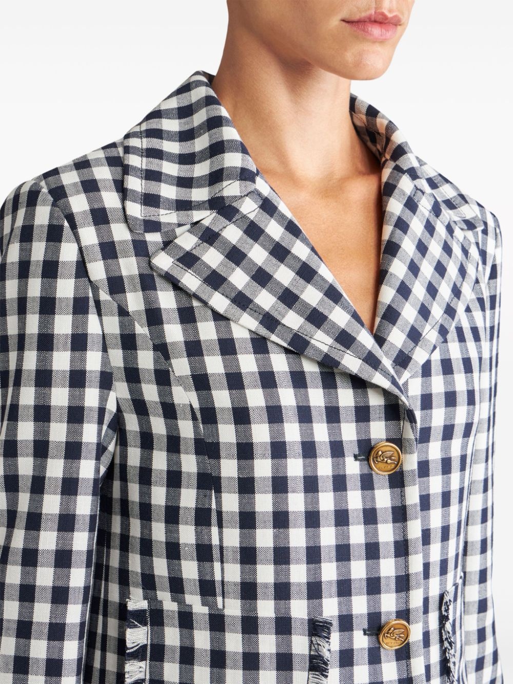 gingham-check short jacket - 4