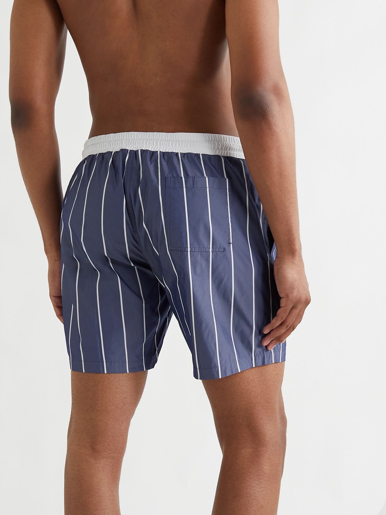 Mid-Length Striped Swim Shorts - 3