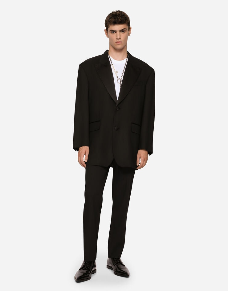 Oversize stretch wool tuxedo jacket - 3