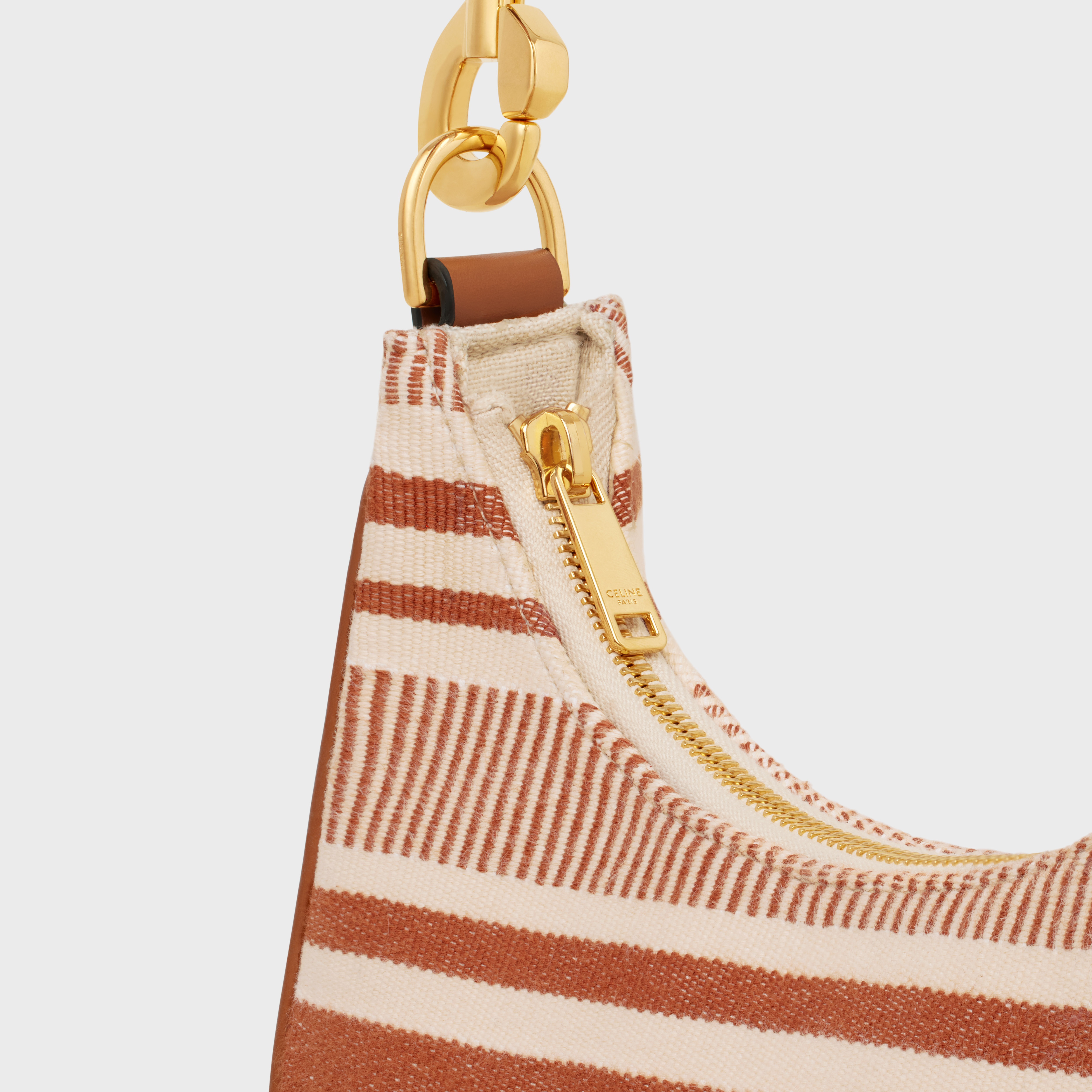 Medium Ava Strap Bag in STRIPED TEXTILE WITH CELINE - 5
