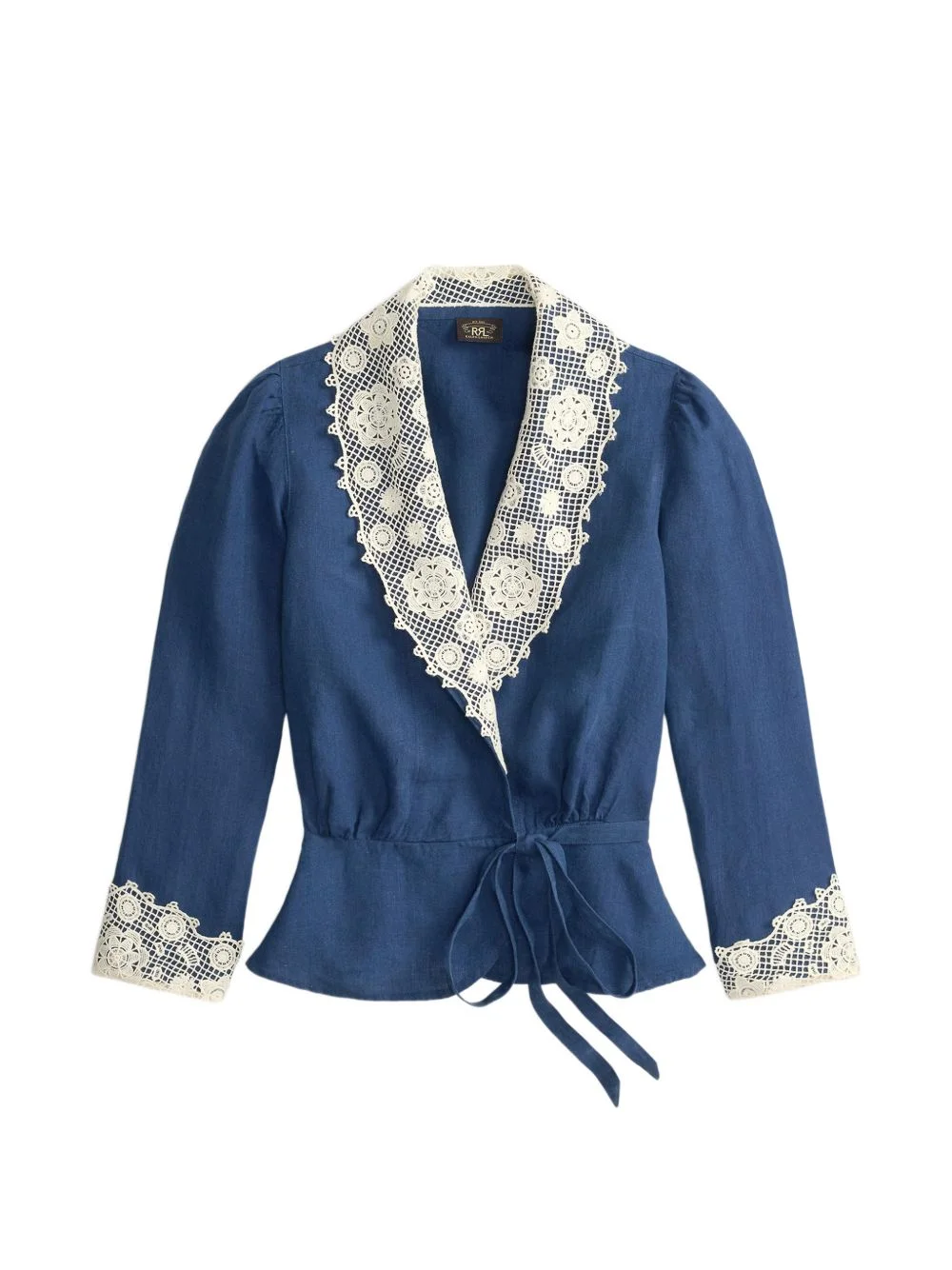 lace-trim wrap blouse - 1