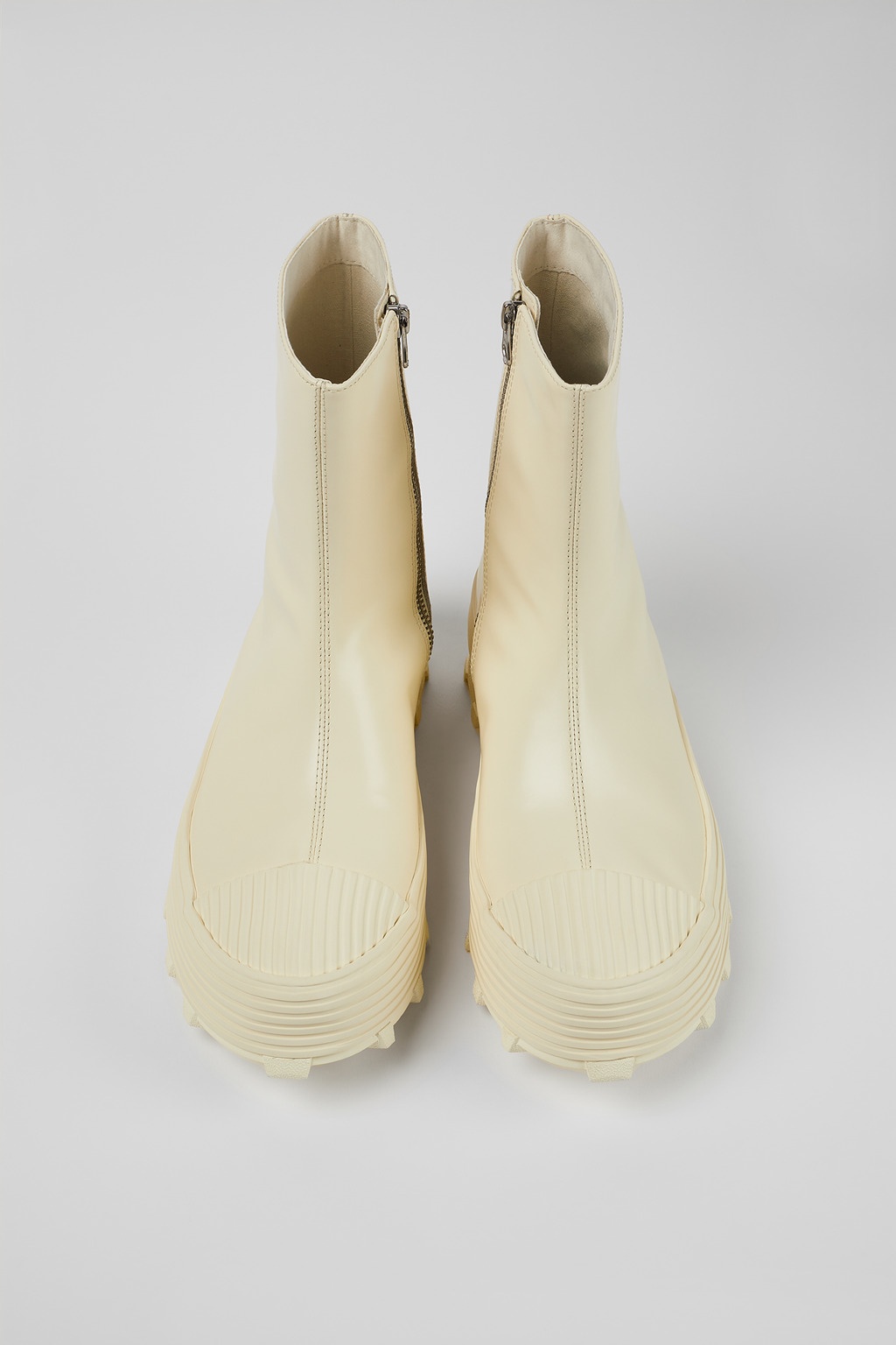 White Leather Zip Bootie - 4