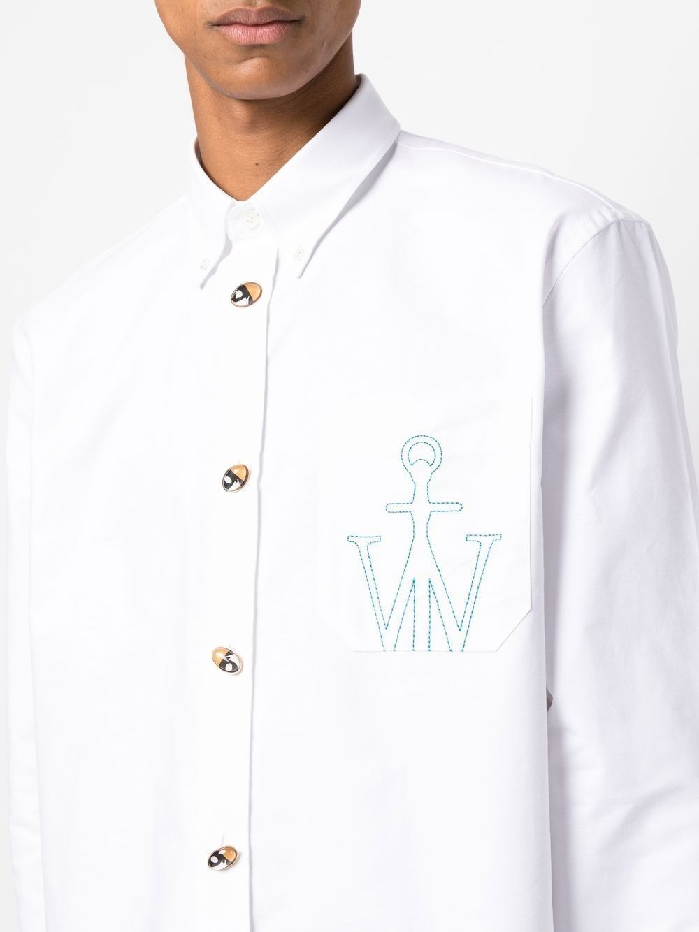 logo-embroidered cotton shirt - 5