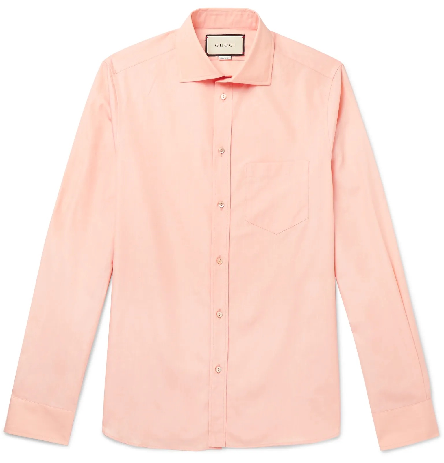 Peach Cutaway-Collar Cotton-Poplin Shirt - 1