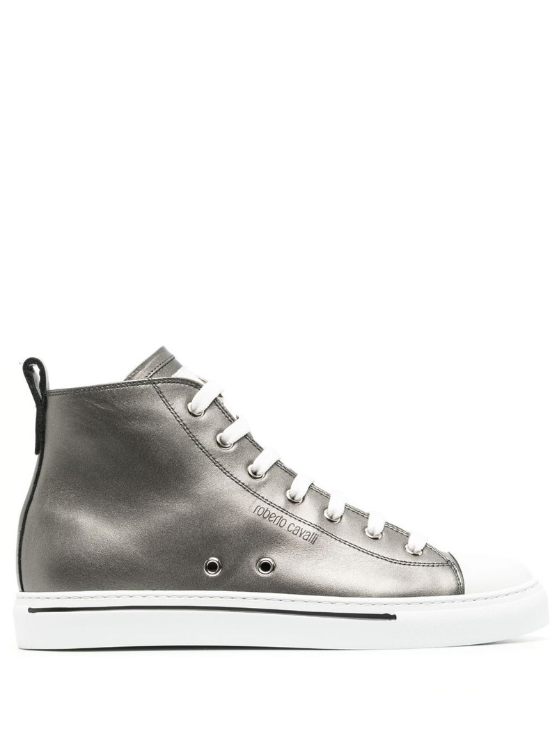 metallic leather high-top sneakers 1