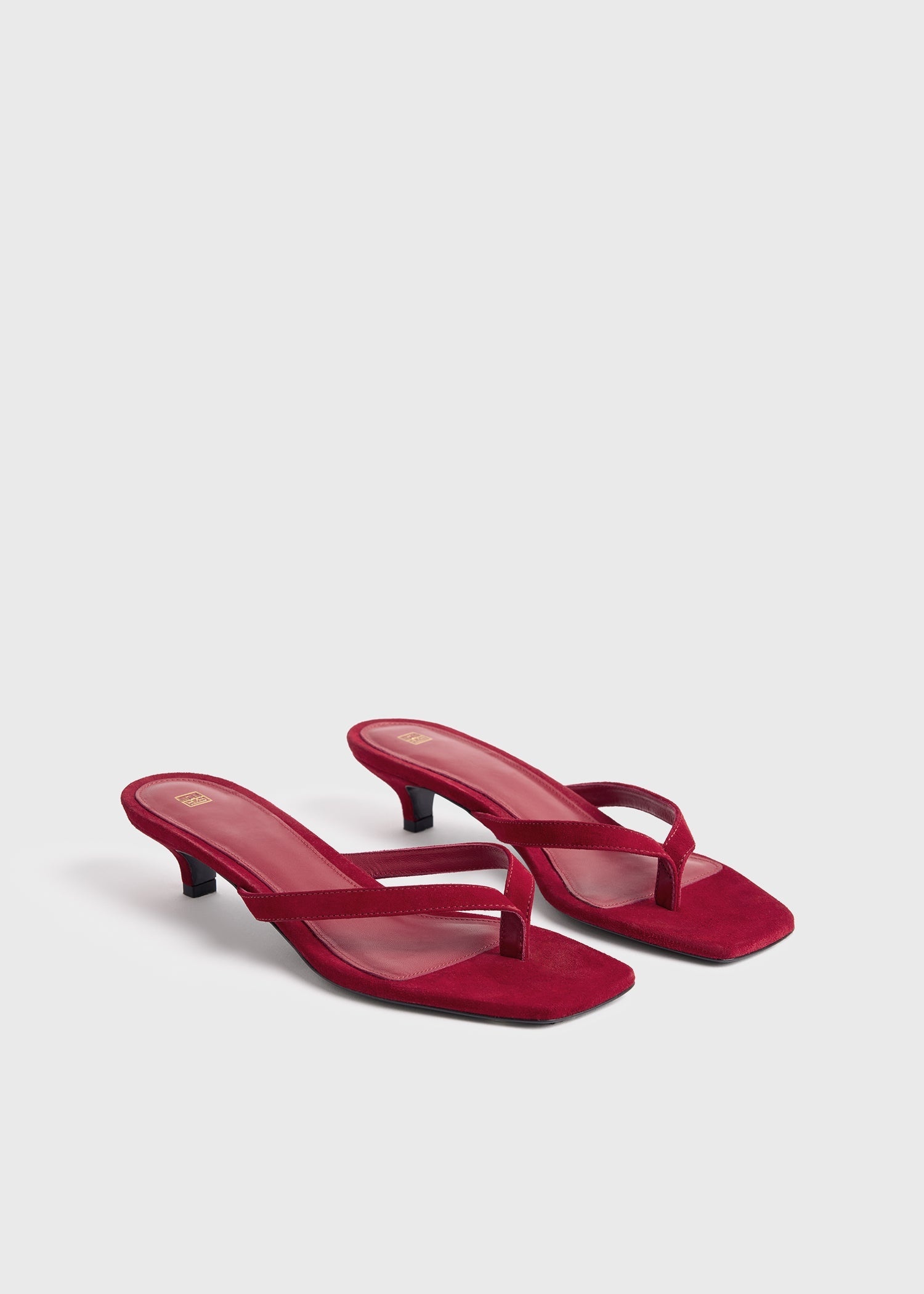 Suede heeled flip flops scarlet - 4