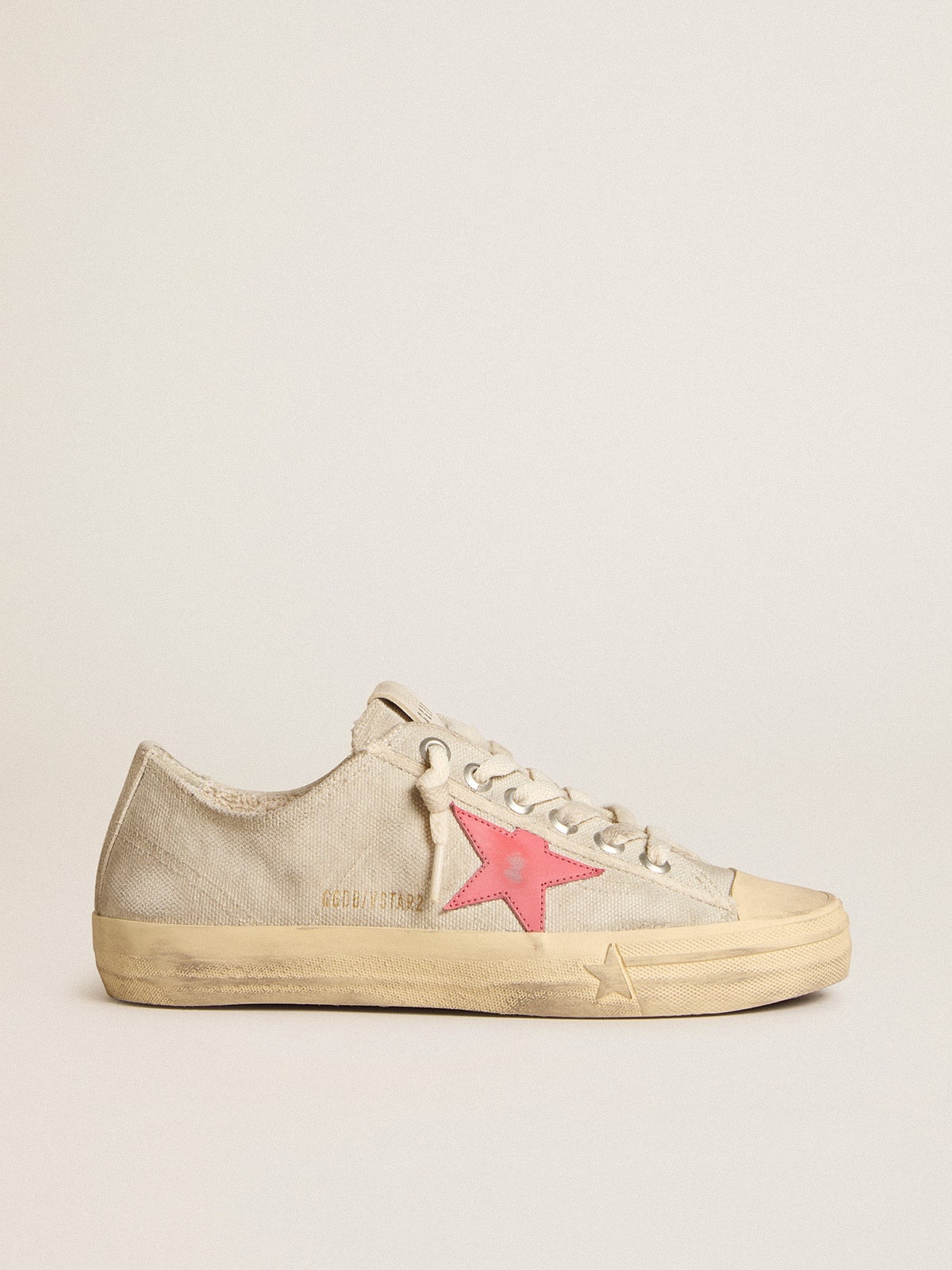 Women's V-Star in light gray canvas with a red leather star - 1