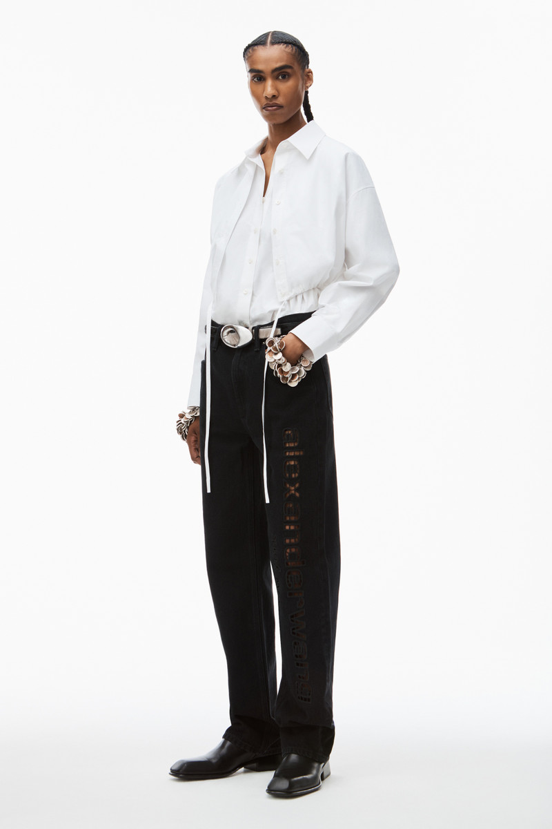 Alexander Wang EZ cut-out logo jean in denim outlook