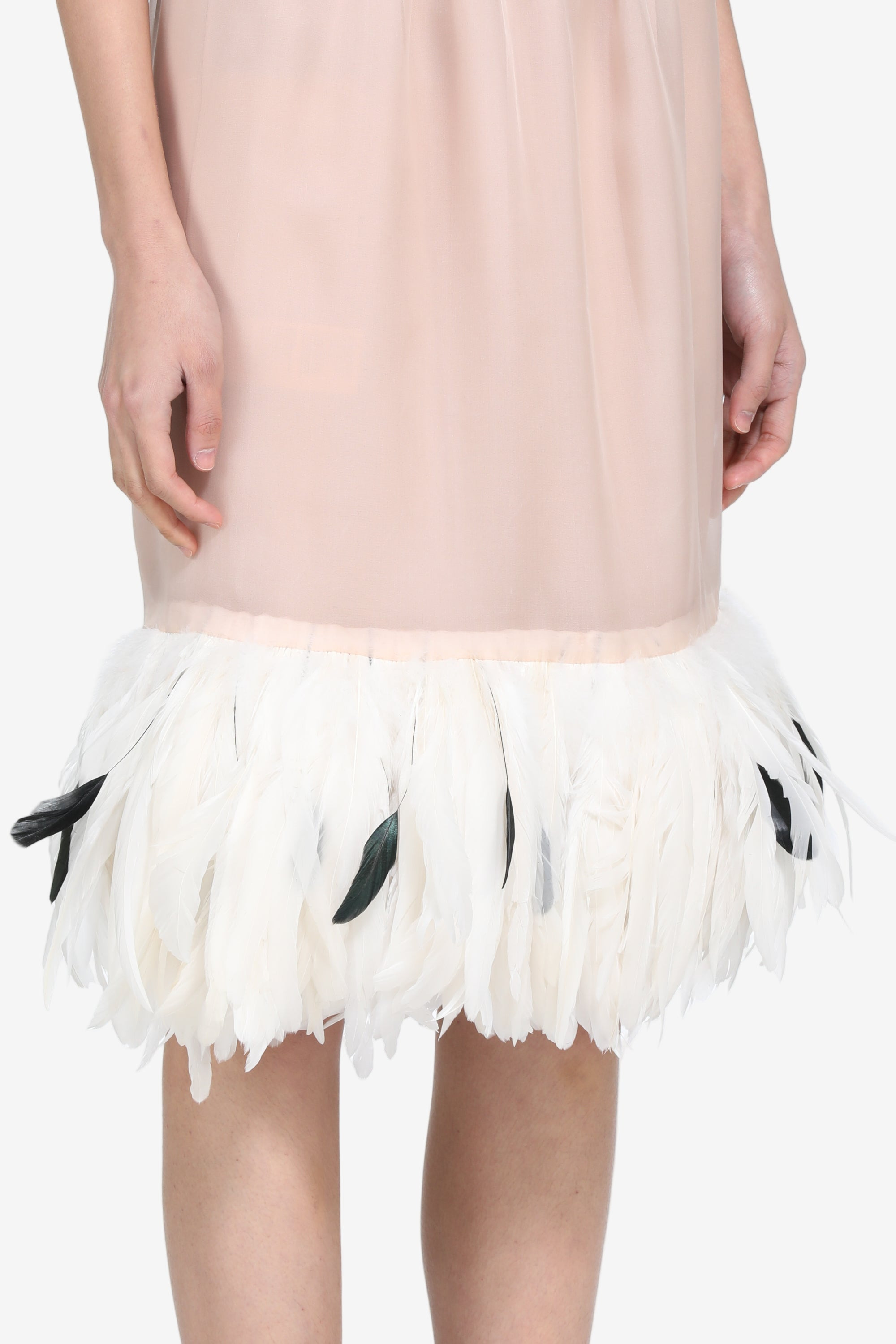 MIDI SKIRT WITH FEATHER TRIM - 5