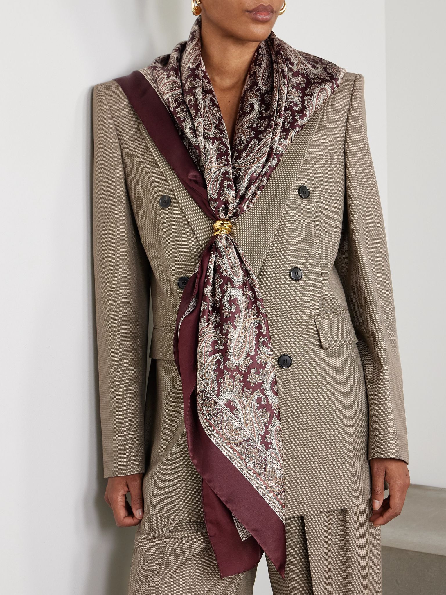 Paisley-print silk scarf Burgundy - 2