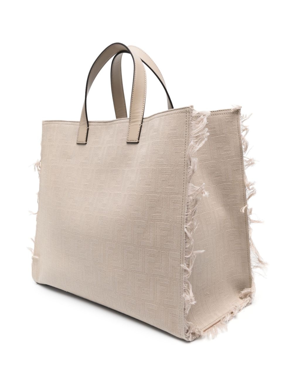 large FF jacquard fringed tote bag - 3