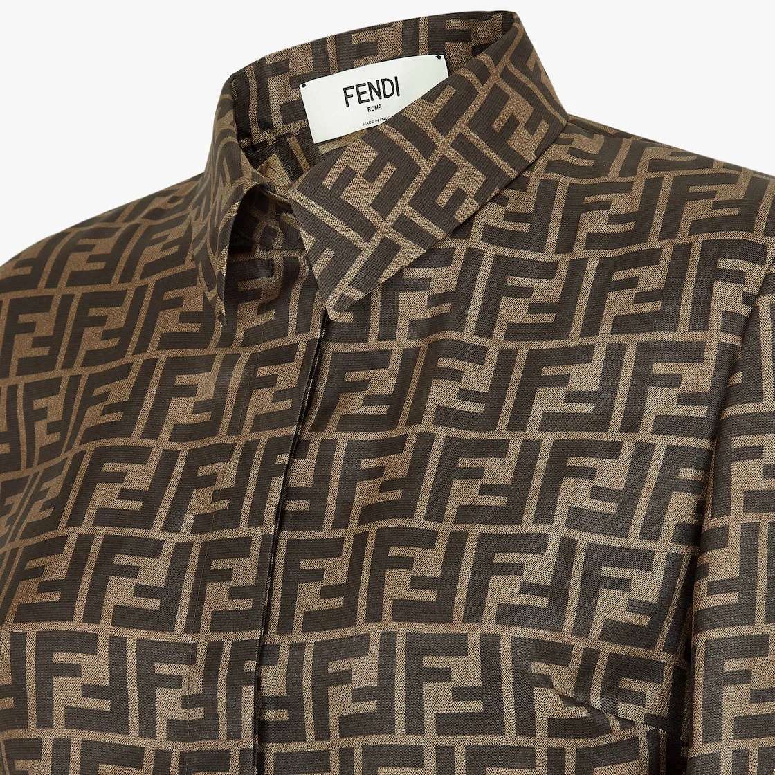 Brown silk shirt - 3