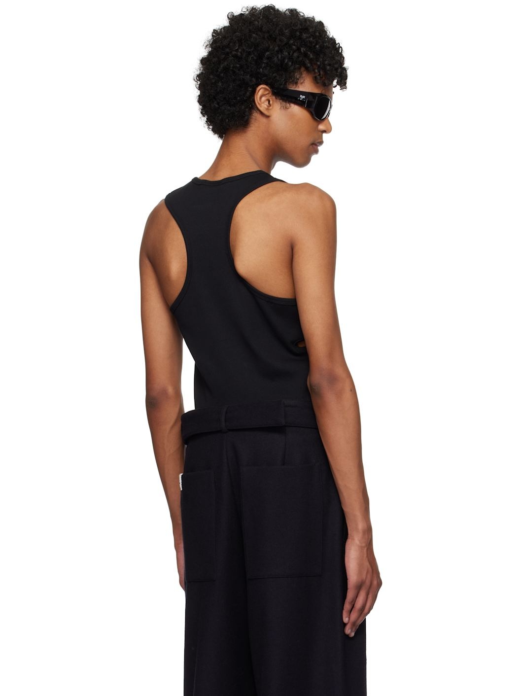 Black 90's Rib Cut Out Tank Top - 3