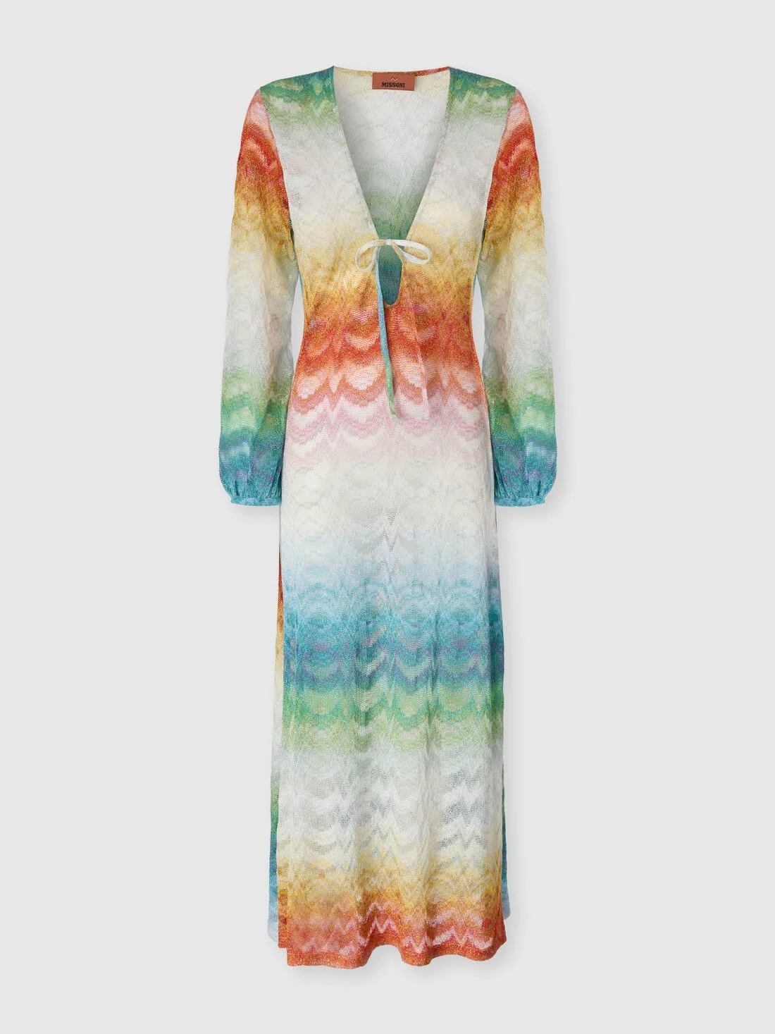 Long-sleeved cover-up dress in shaded lamé viscose - 1