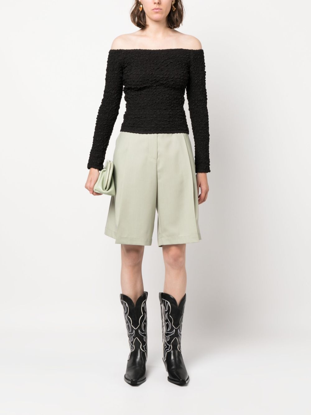 off-shoulder smock-effect top - 2