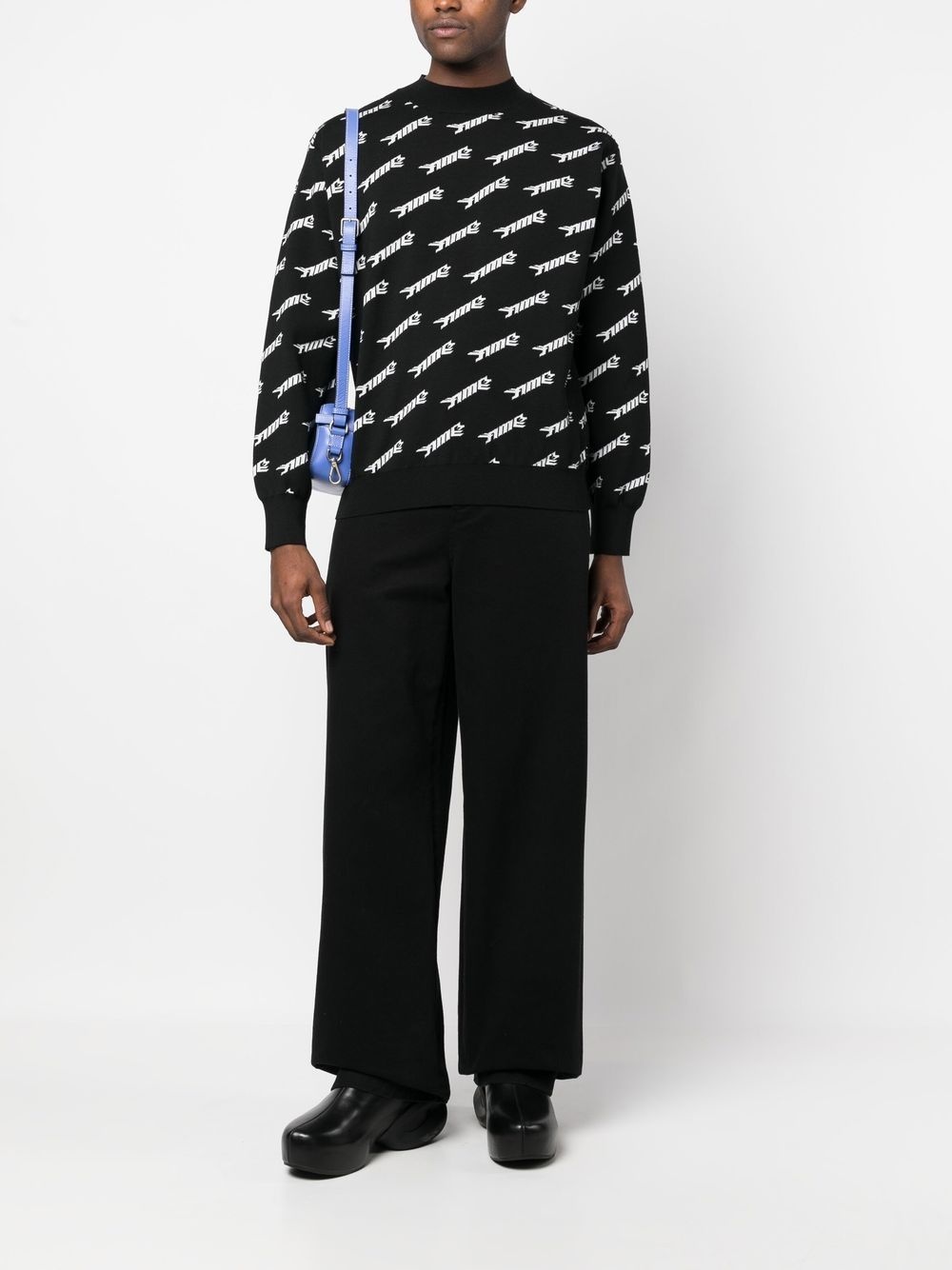 logo-intarsia crew-neck jumper - 3