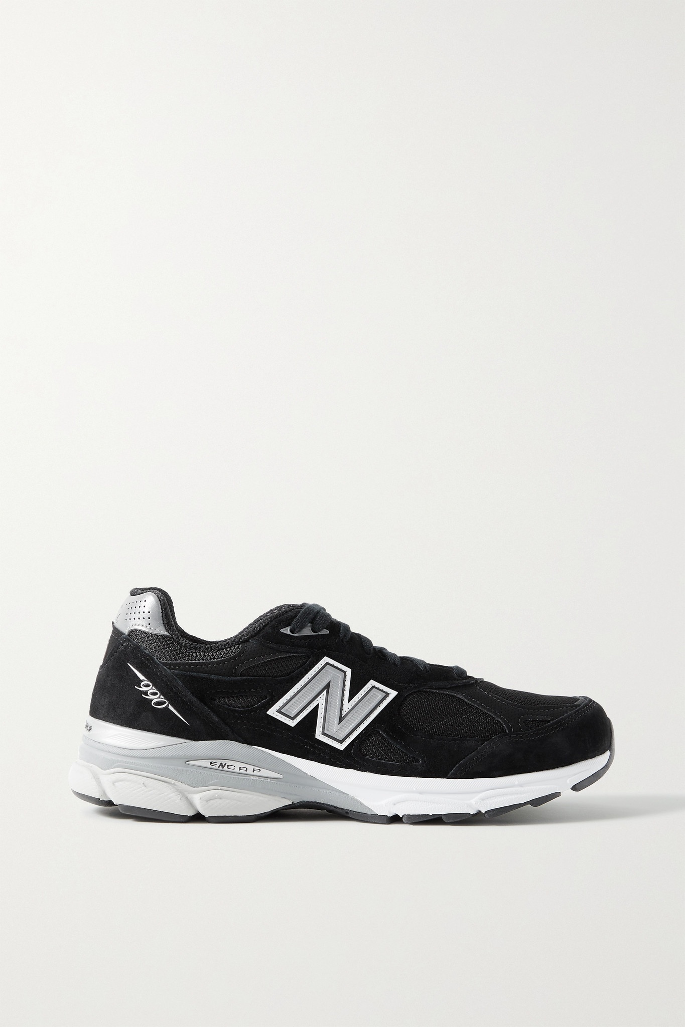 New Balance M990BS3 leather-trimmed suede and mesh sneakers | REVERSIBLE