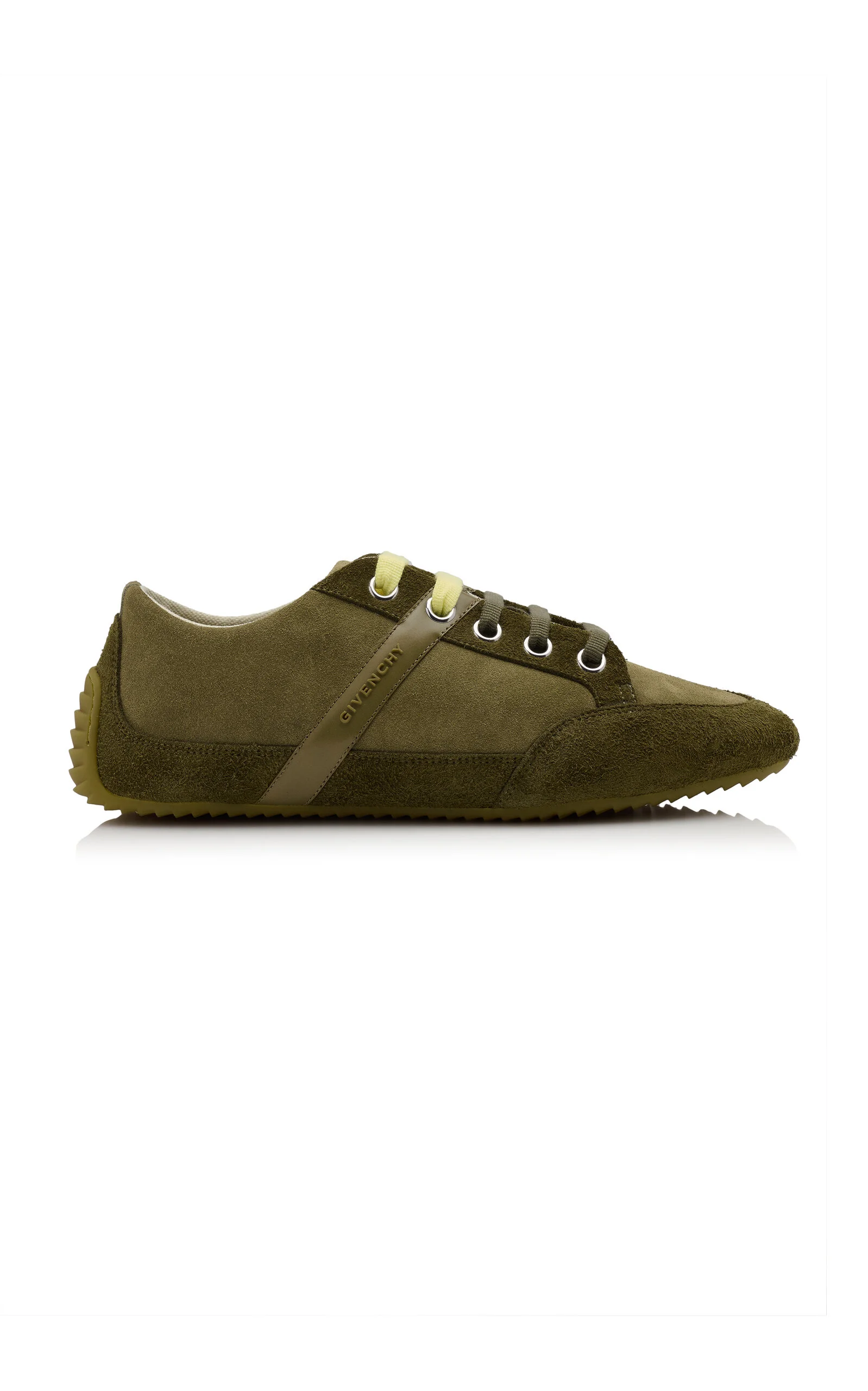 Slim Suede-Leather Low-Top Sneakers khaki - 1