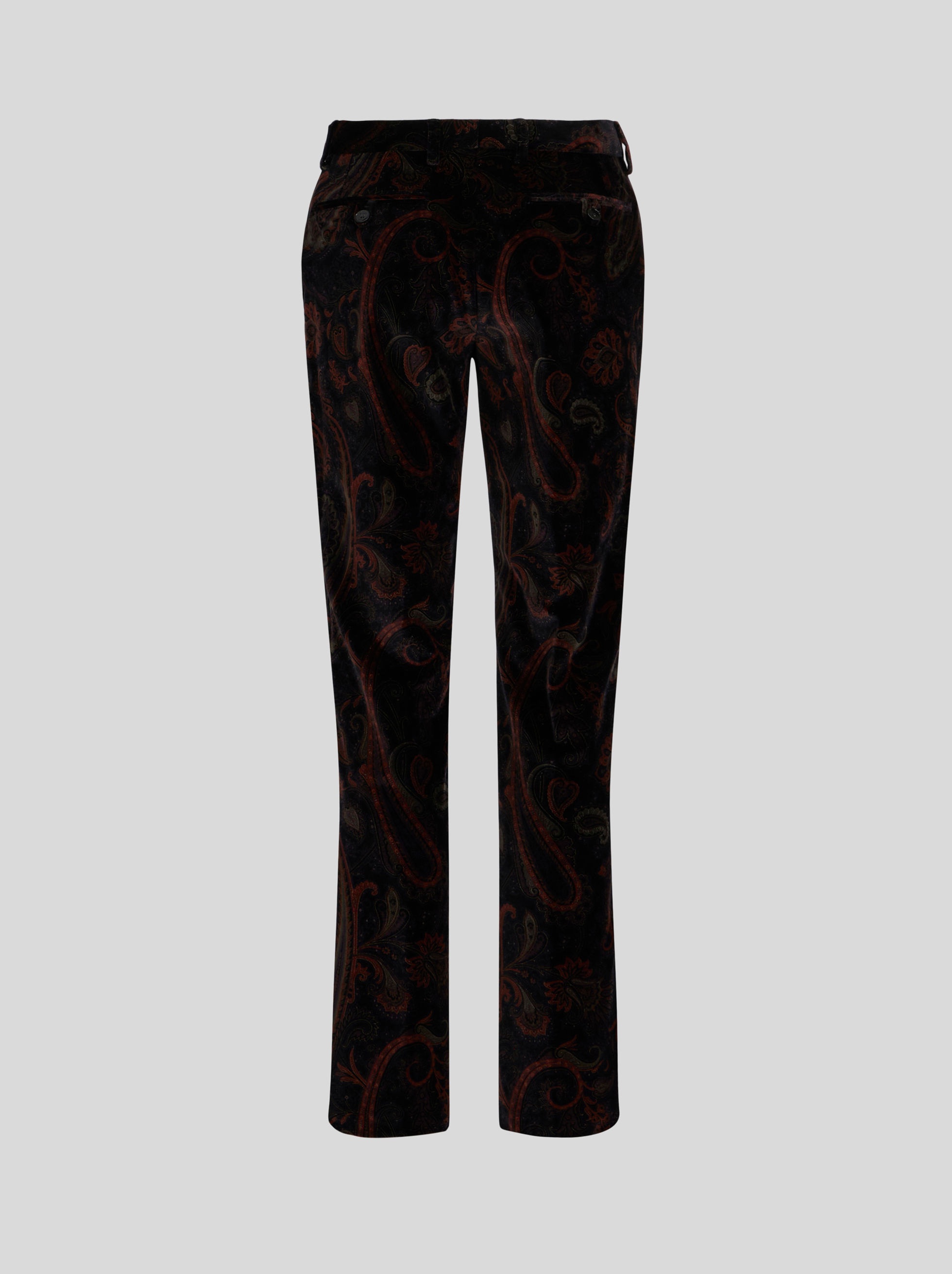 TAILORED STRETCH COTTON TROUSERS WITH FLORAL PAISLEY PATTERN - 5