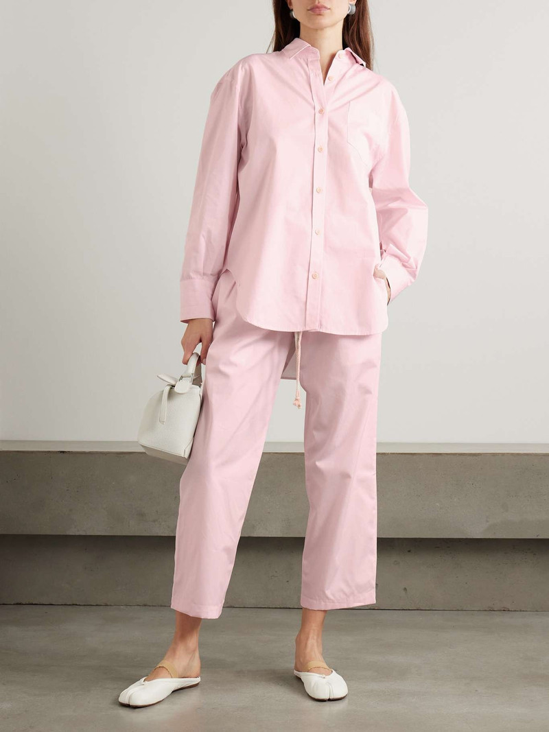 MARIA McMANUS Pleated organic cotton-poplin tapered pants Baby pink outlook