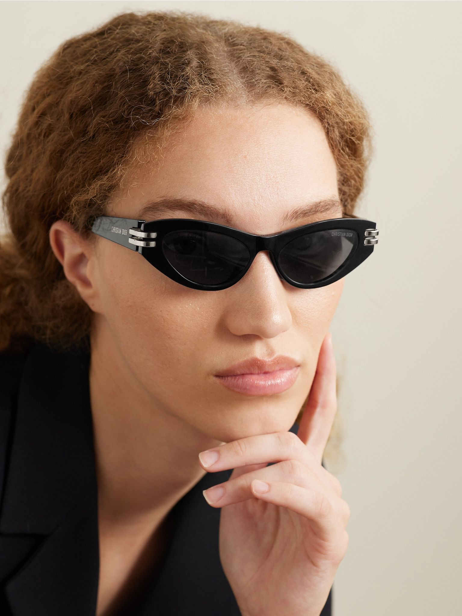 CDior B1U cat-eye acetate and gold-tone sunglasses Black - 2