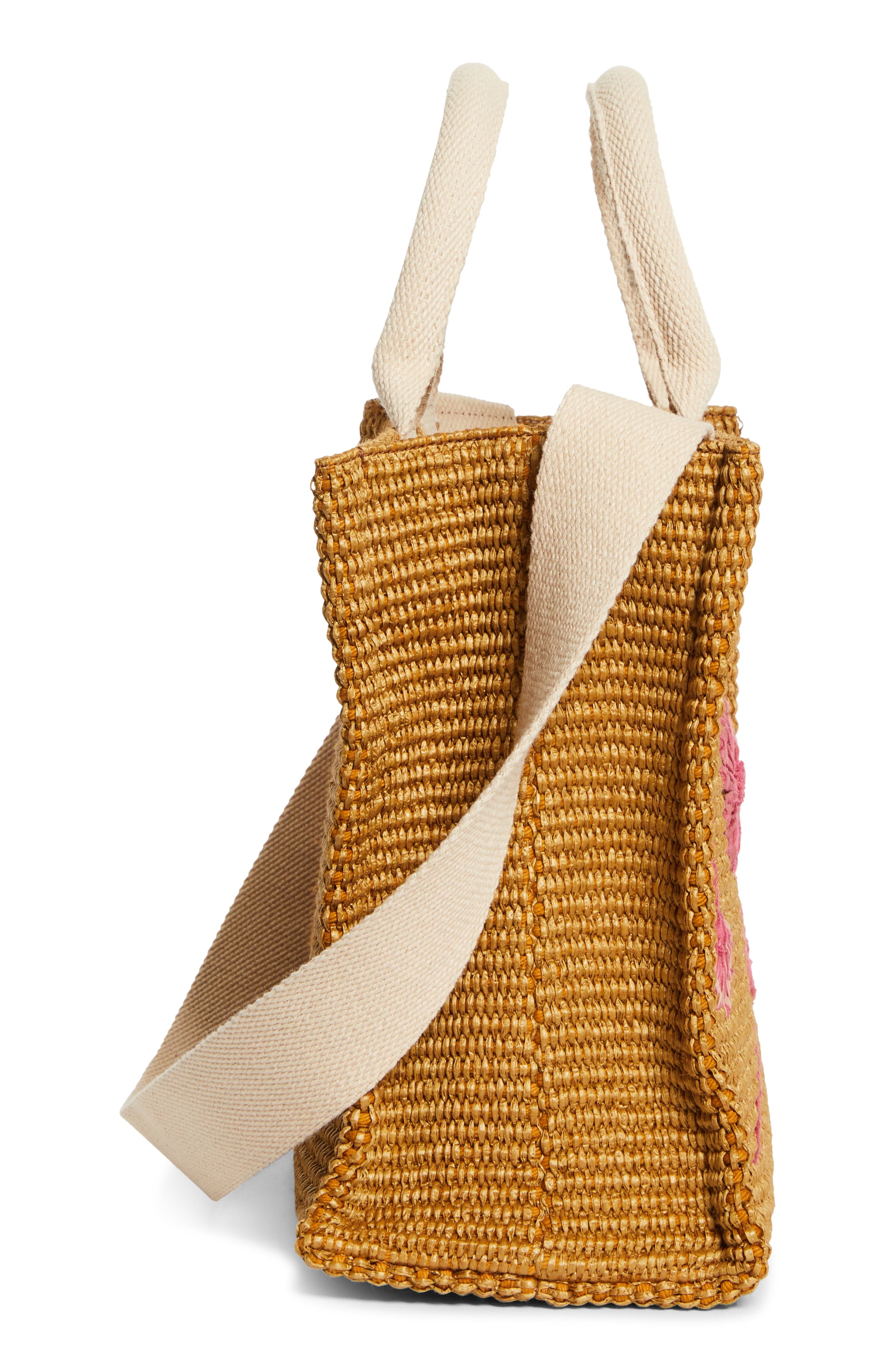 Marni Small Floral Embroidered Logo Raffia Tote in 278 - 6