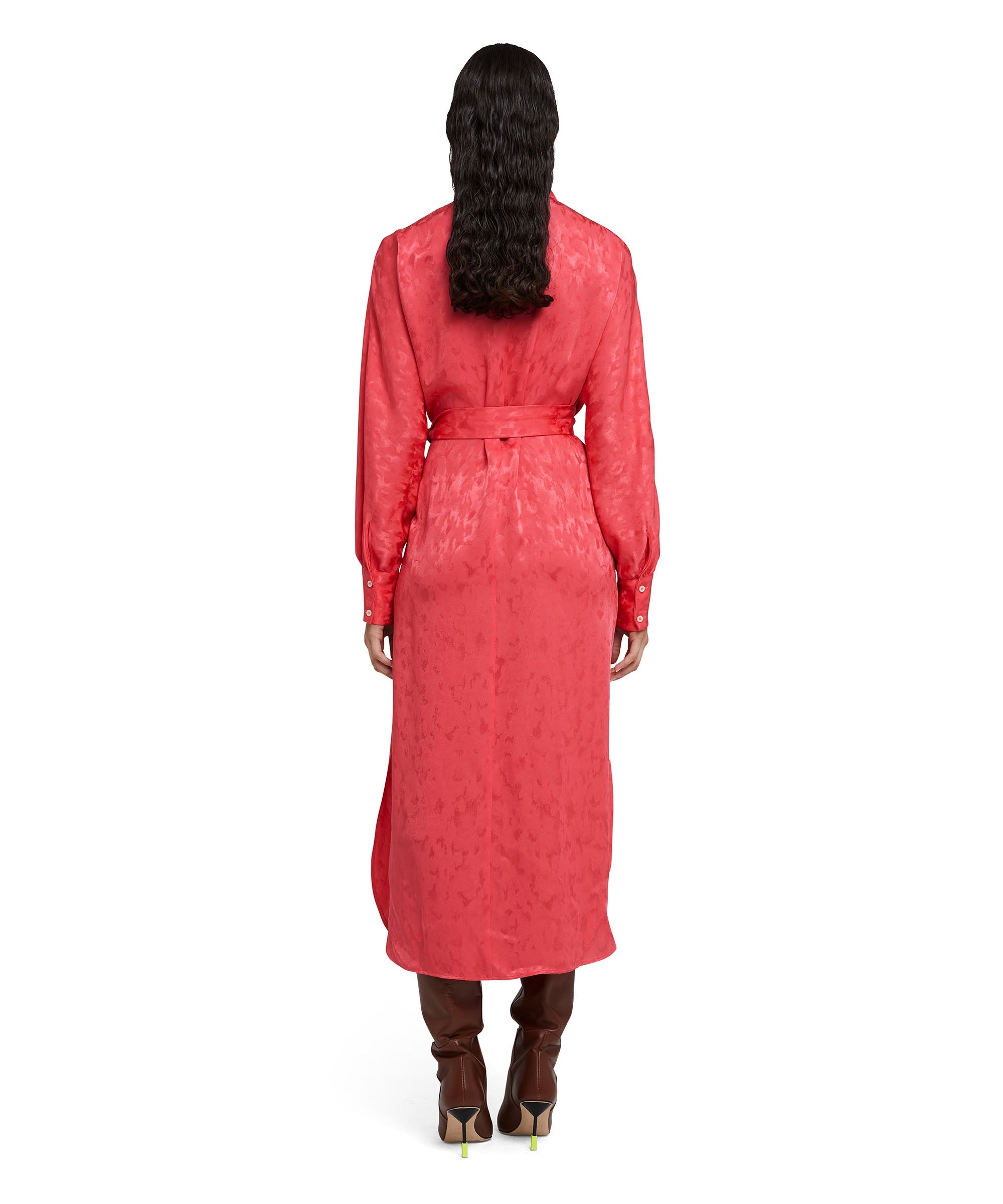 Viscose satin chemisier midi dress - 2