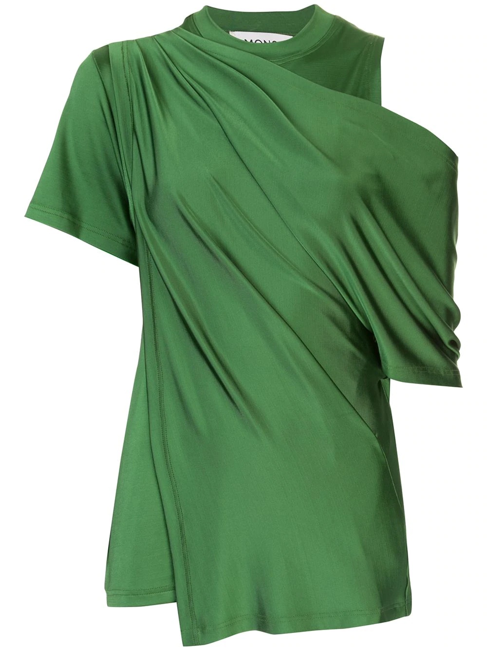 draped shoulder satin blouse - 1