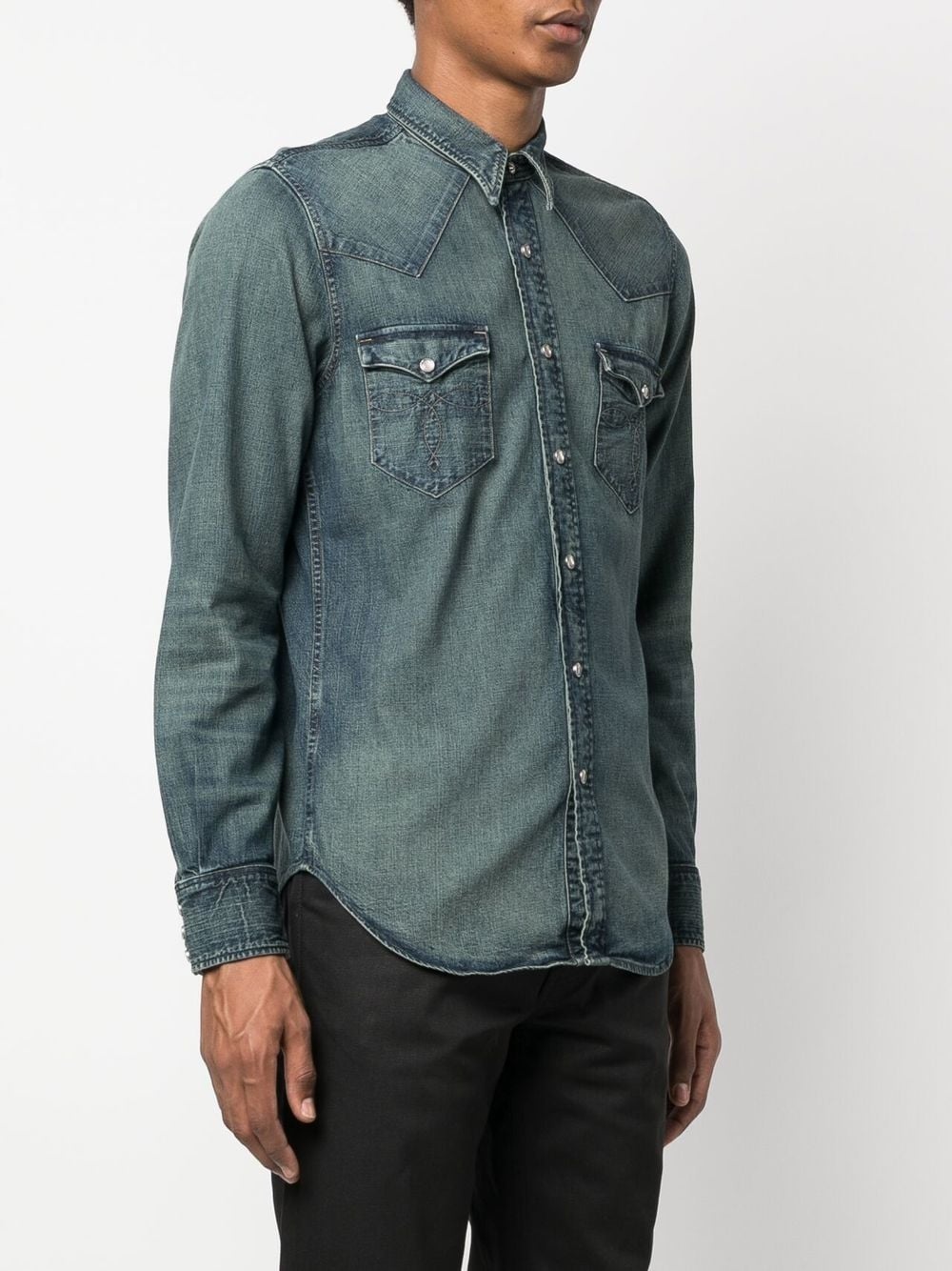 dark-wash denim shirt - 3