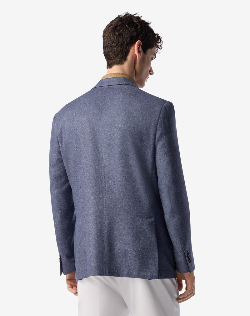 Denim blue wool and silk jacket 3