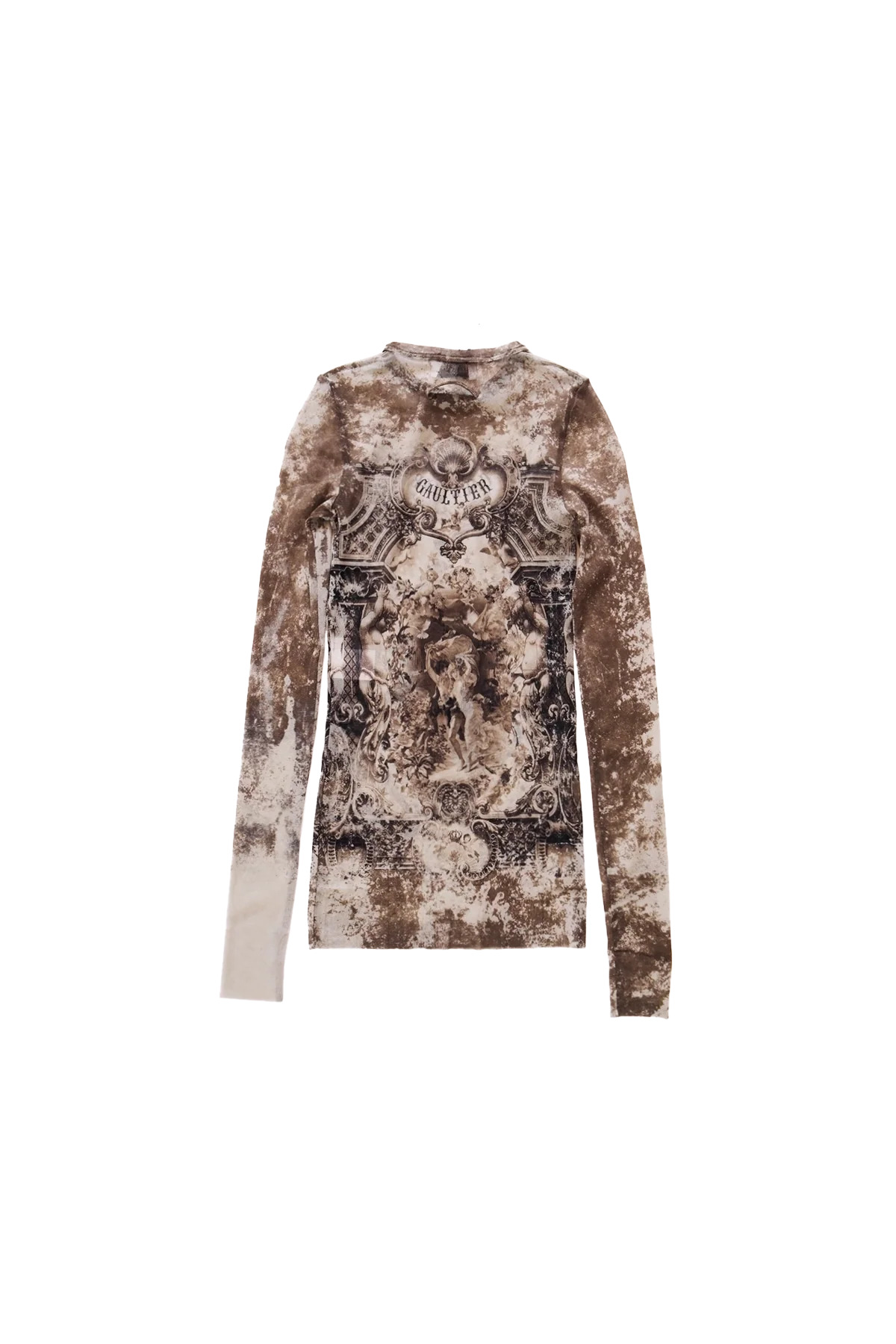 Jean Paul Gaultier Mesh 'The Médaillon' Long Sleeve Top Beige/Taupe - 2