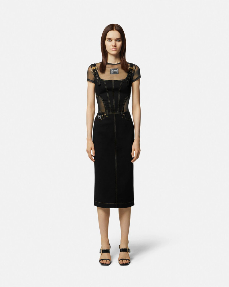 VERSACE JEANS COUTURE Mesh Piece Number Logo Crop T-Shirt outlook