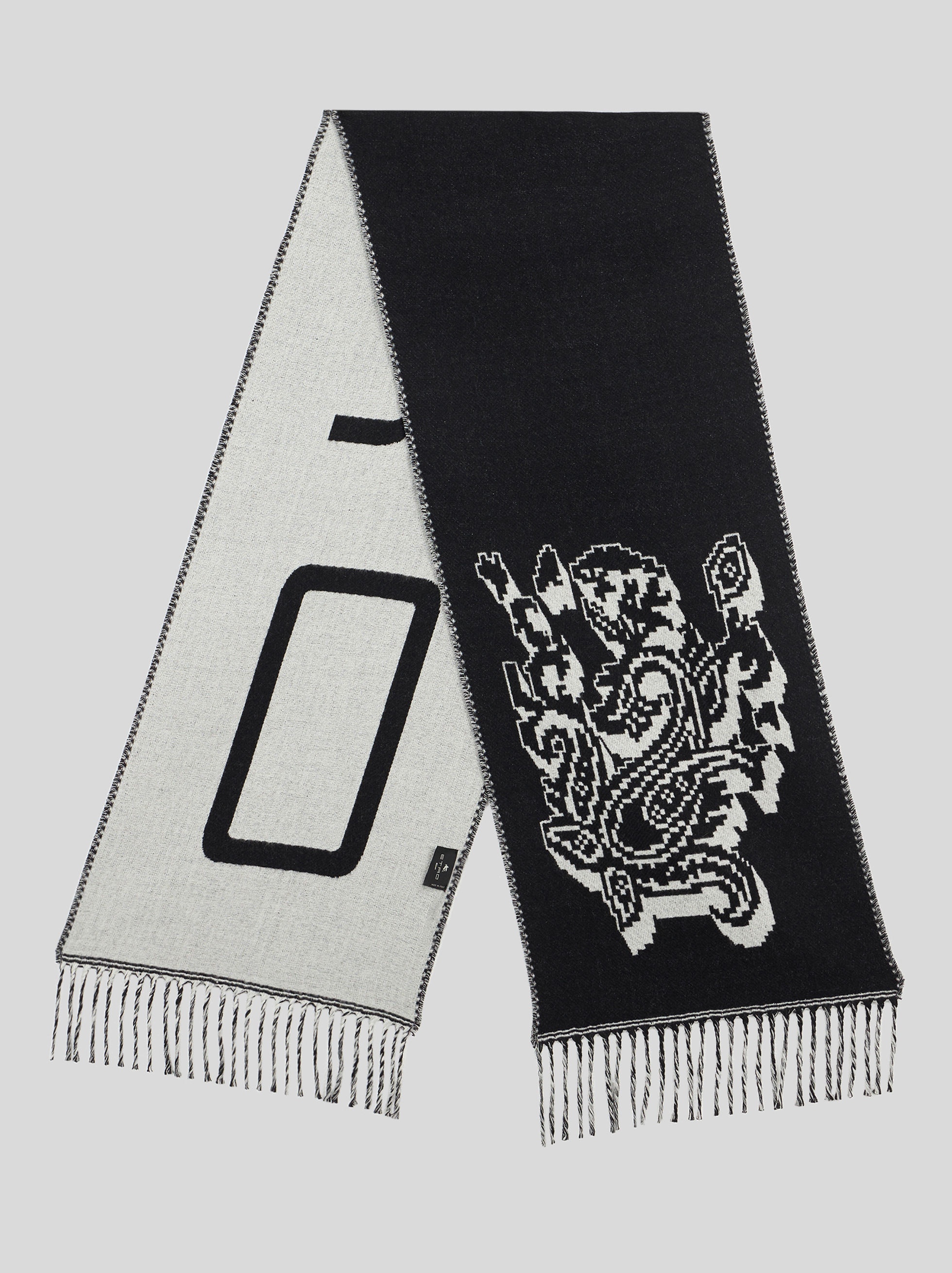 WOOL SCARF WITH GRAPHIC PAISLEY PATTERNS - 1