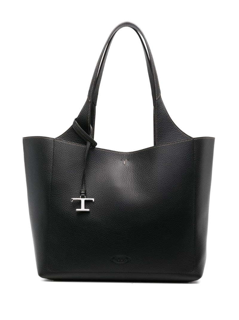logo-charm leather tote bag 1