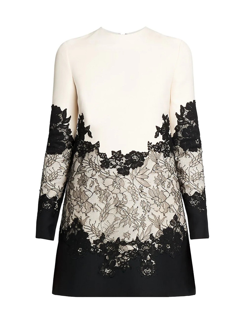 Lace-Trimmed Virgin Wool &amp; Silk Mini Dress 1