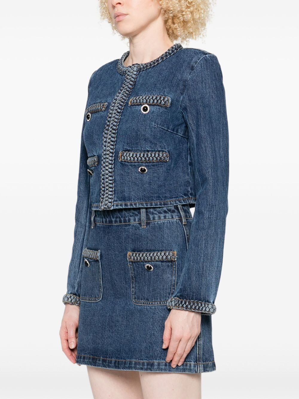 braided-trim denim jacket - 3