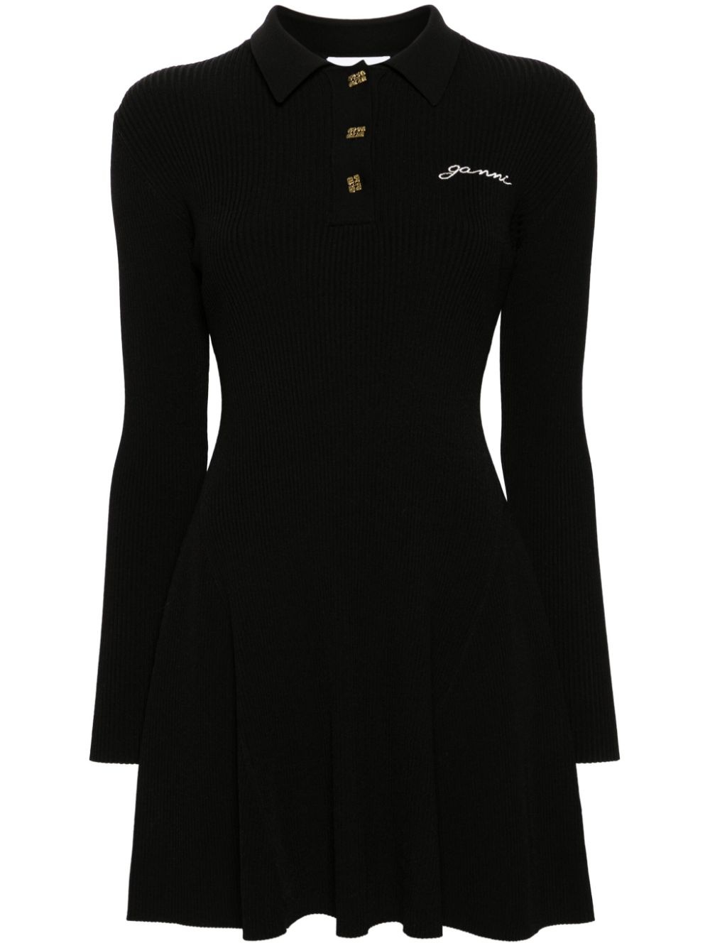 embroidered-logo ribbed mini dress - 1