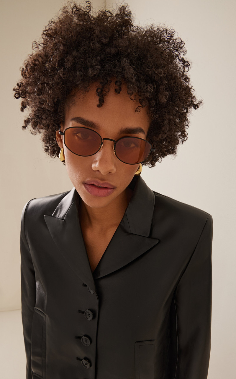 Oliver Peoples Estra Round-Frame Titanium Sunglasses orange outlook