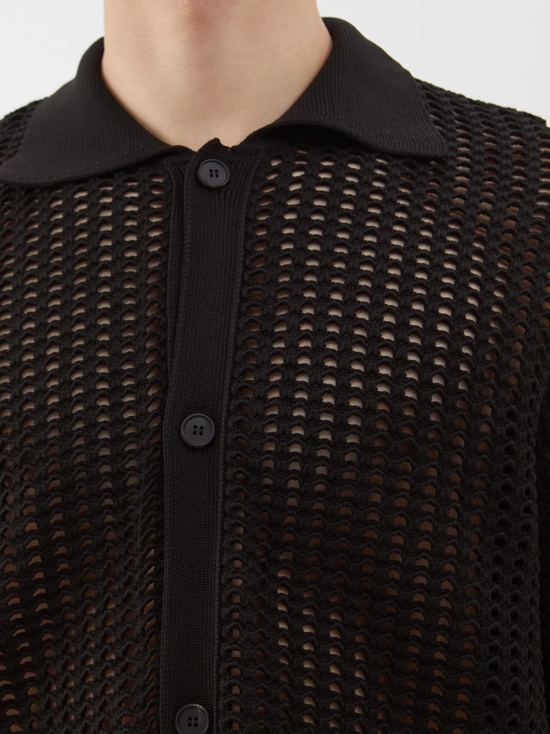 Open-knit short-sleeved shirt - 3