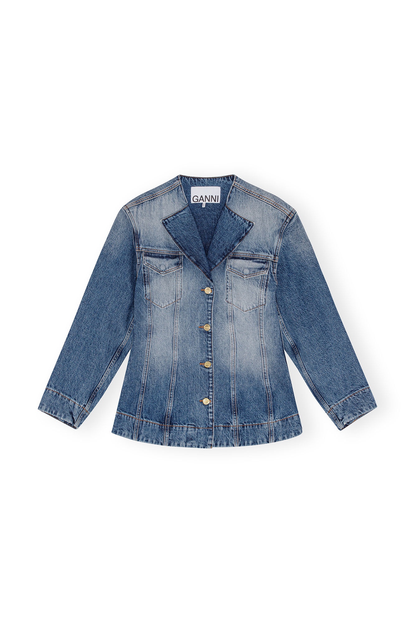 SPARKLE LOGO DENIM FITTED BLAZER - 1