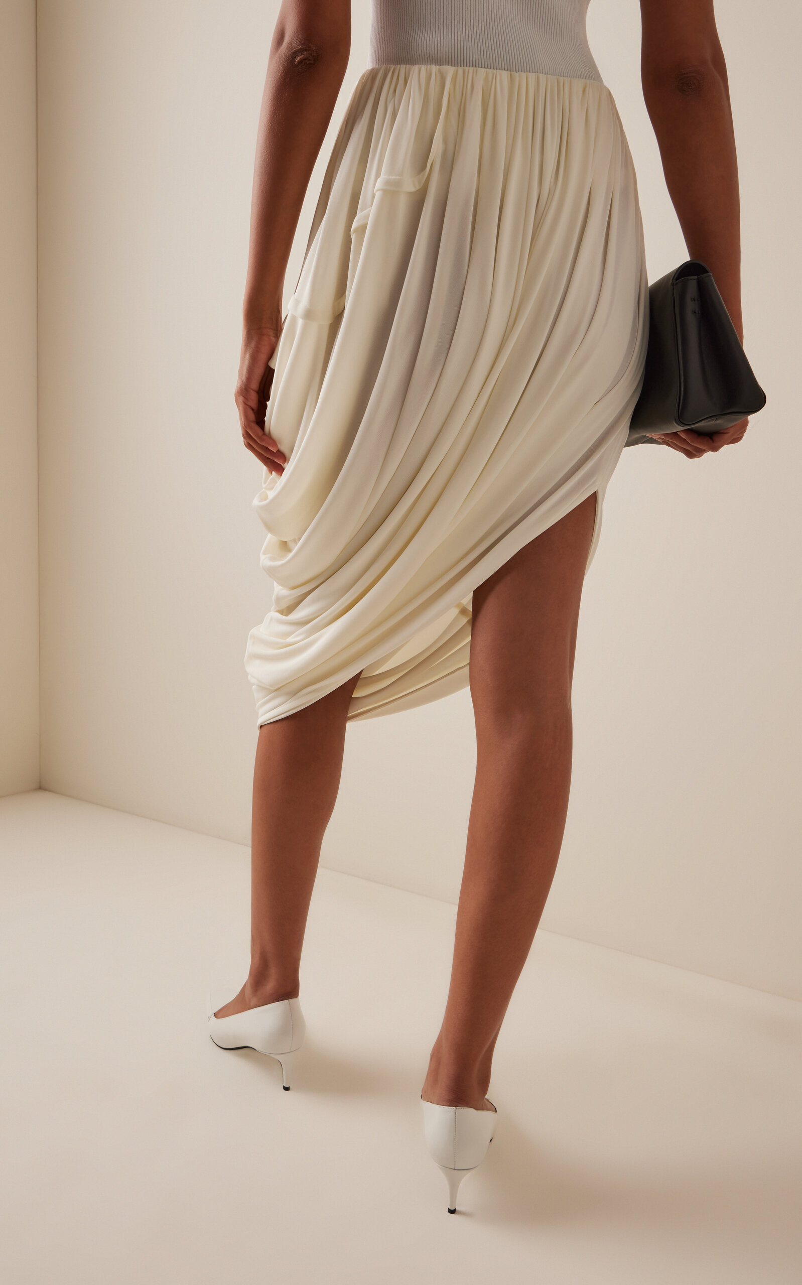 Draped Jersey Skirt ivory - 4