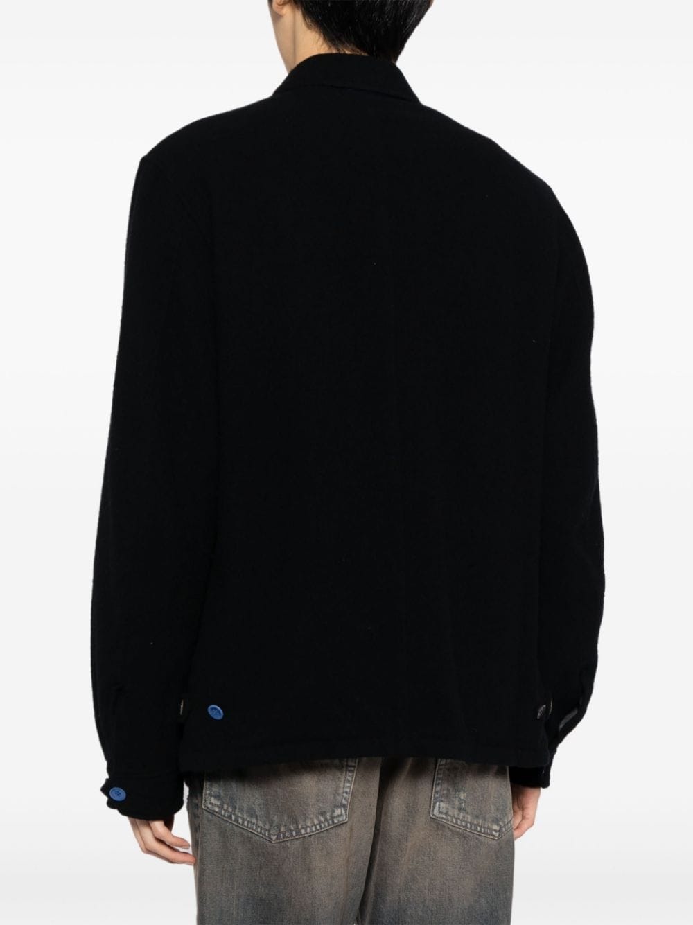 spread-collar wool jacket - 4
